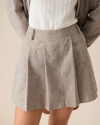 Women's Khaki Pocket Pleated Mini Skirt