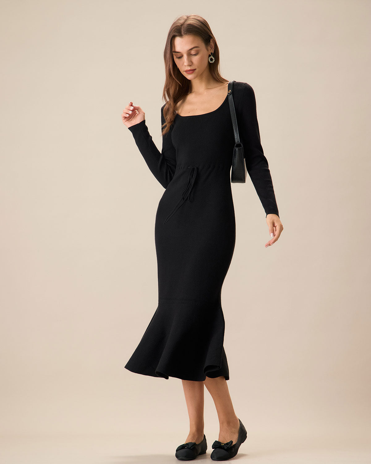 Women's Black Square Neck Mermaid Sweater Maxi Dress & Reviews - Black - Dresses | RIHOAS Women's Black Square Neck Mermaid Sweater Maxi Dress & Reviews - Black - Dresses | RIHOAS