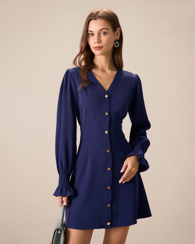 Misses navy blue dresses clearance