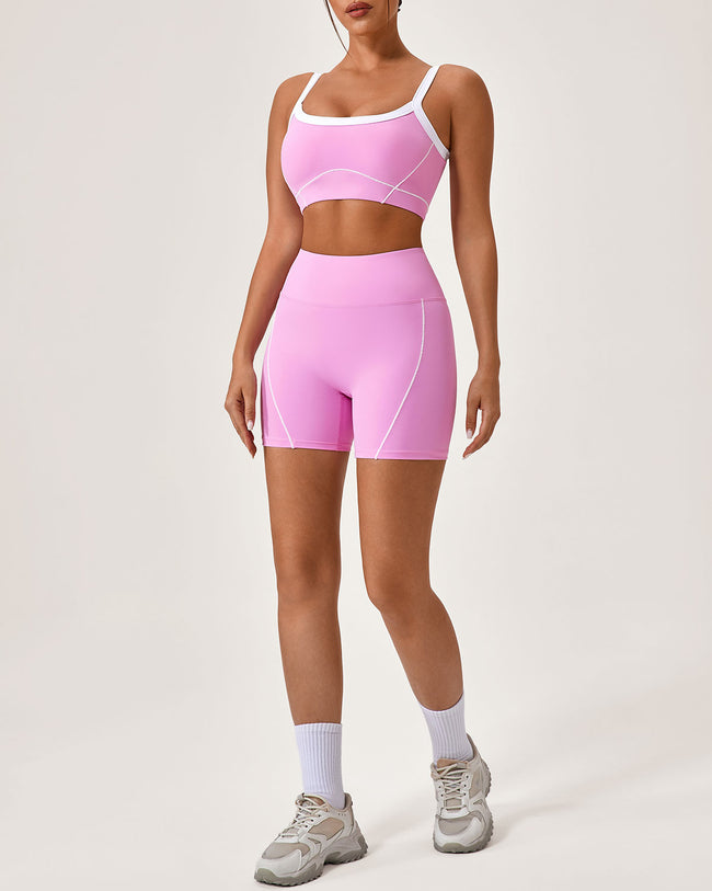 Pink Contrast Yoga Tank Top