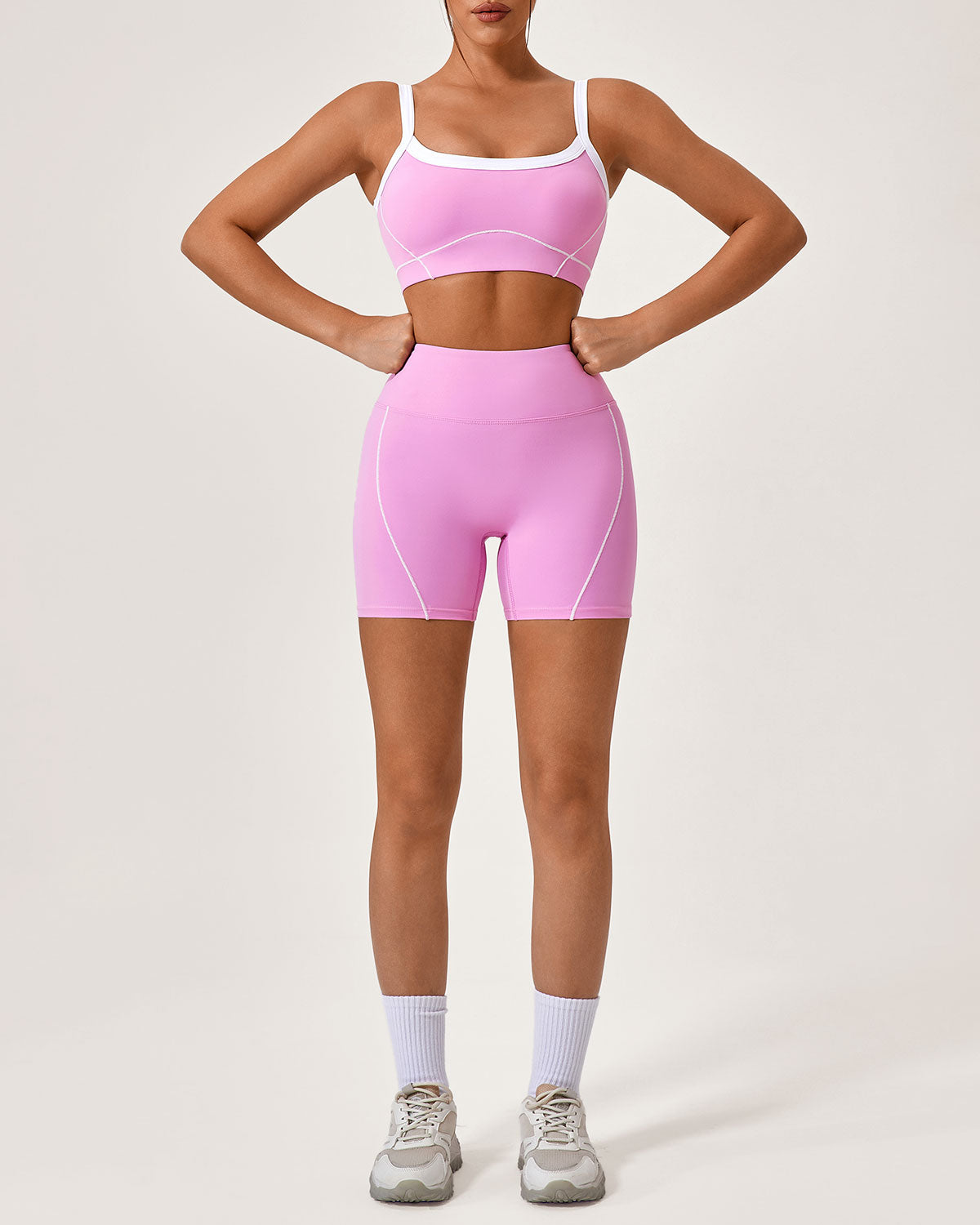 Pink Contrast Yoga Tank Top