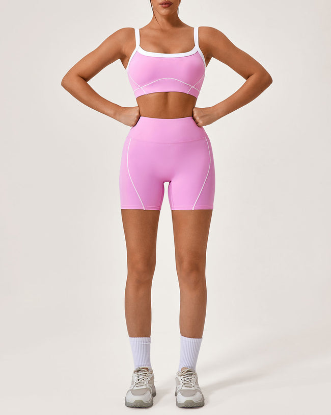 Pink Contrast Yoga Tank Top