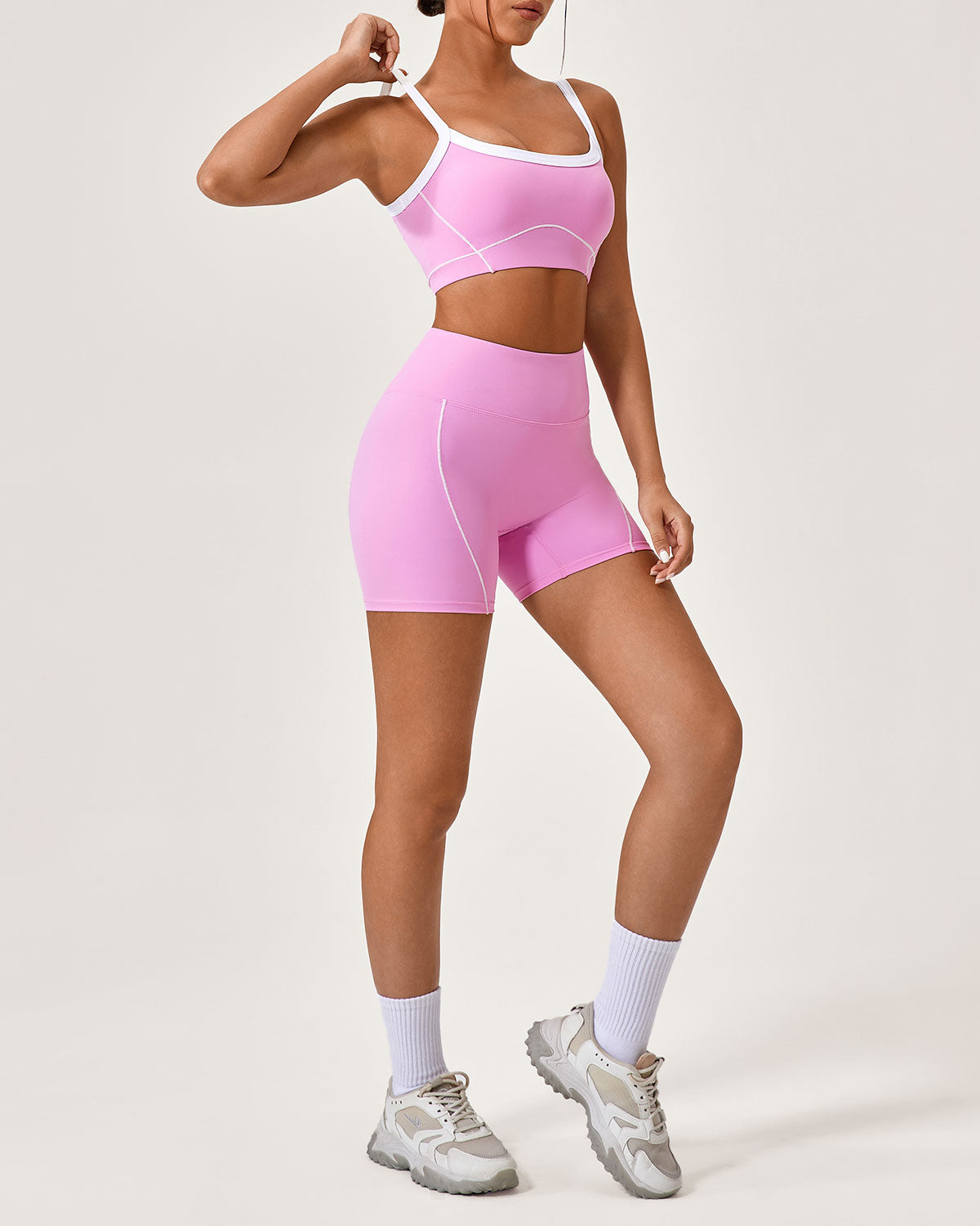 Pink Contrast Yoga Tank Top