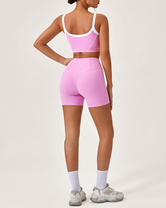 Pink Contrast Yoga Tank Top