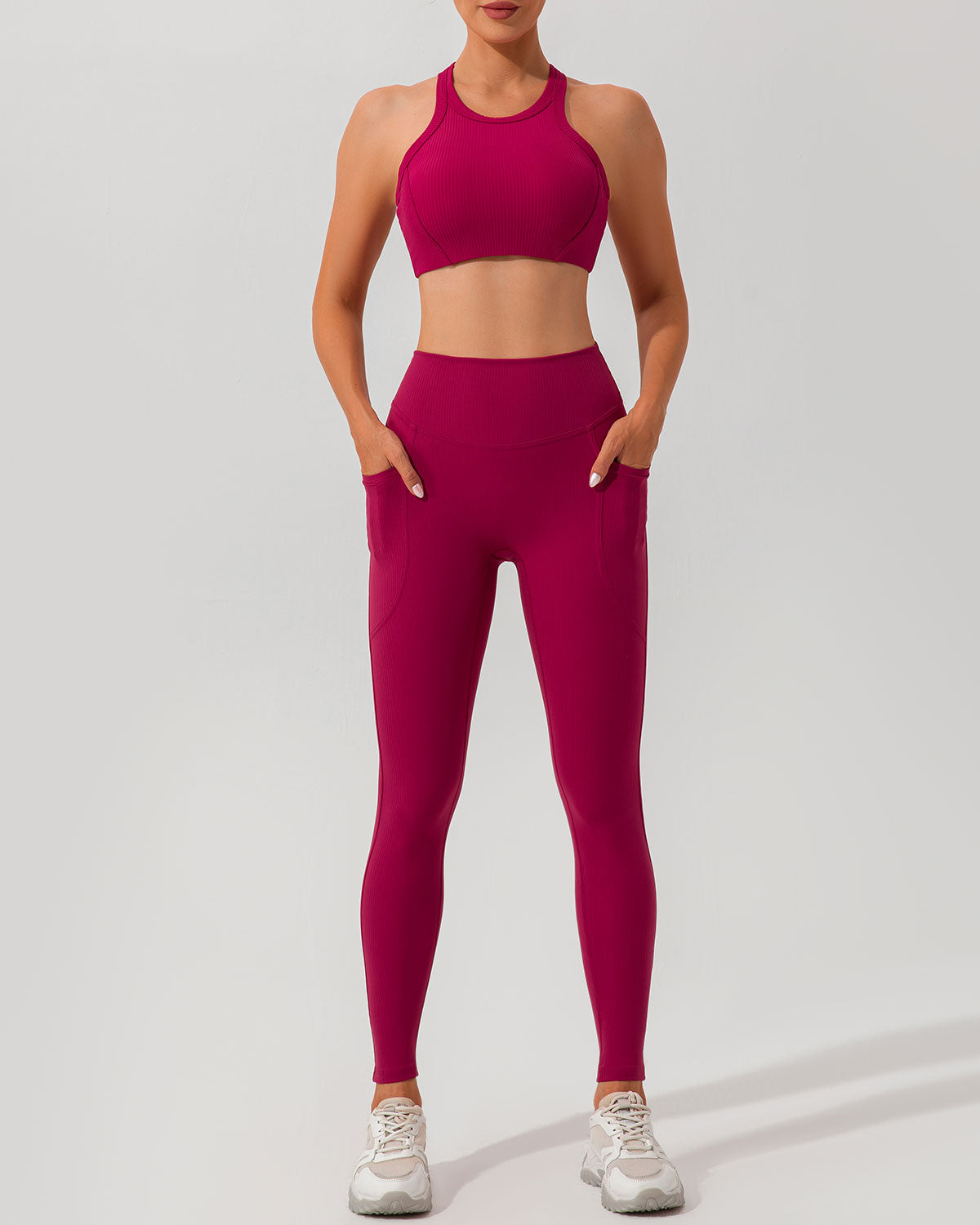 Red Quick-drying High Waisted Yoga Leggings