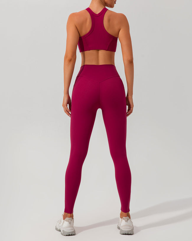 Red Quick-drying High Waisted Yoga Leggings