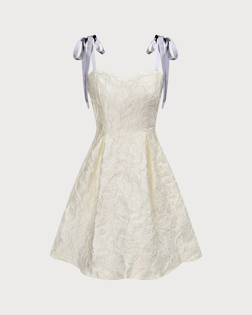 The Tie Strap Jacquard Mini Dress Dresses - RIHOAS
