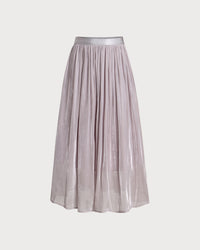 Purple Flowy Pleated Midi Skirt