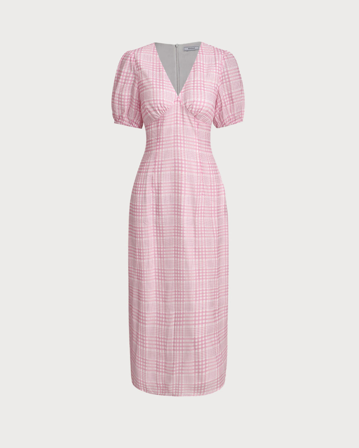 Plaid V Neck Midi Dress