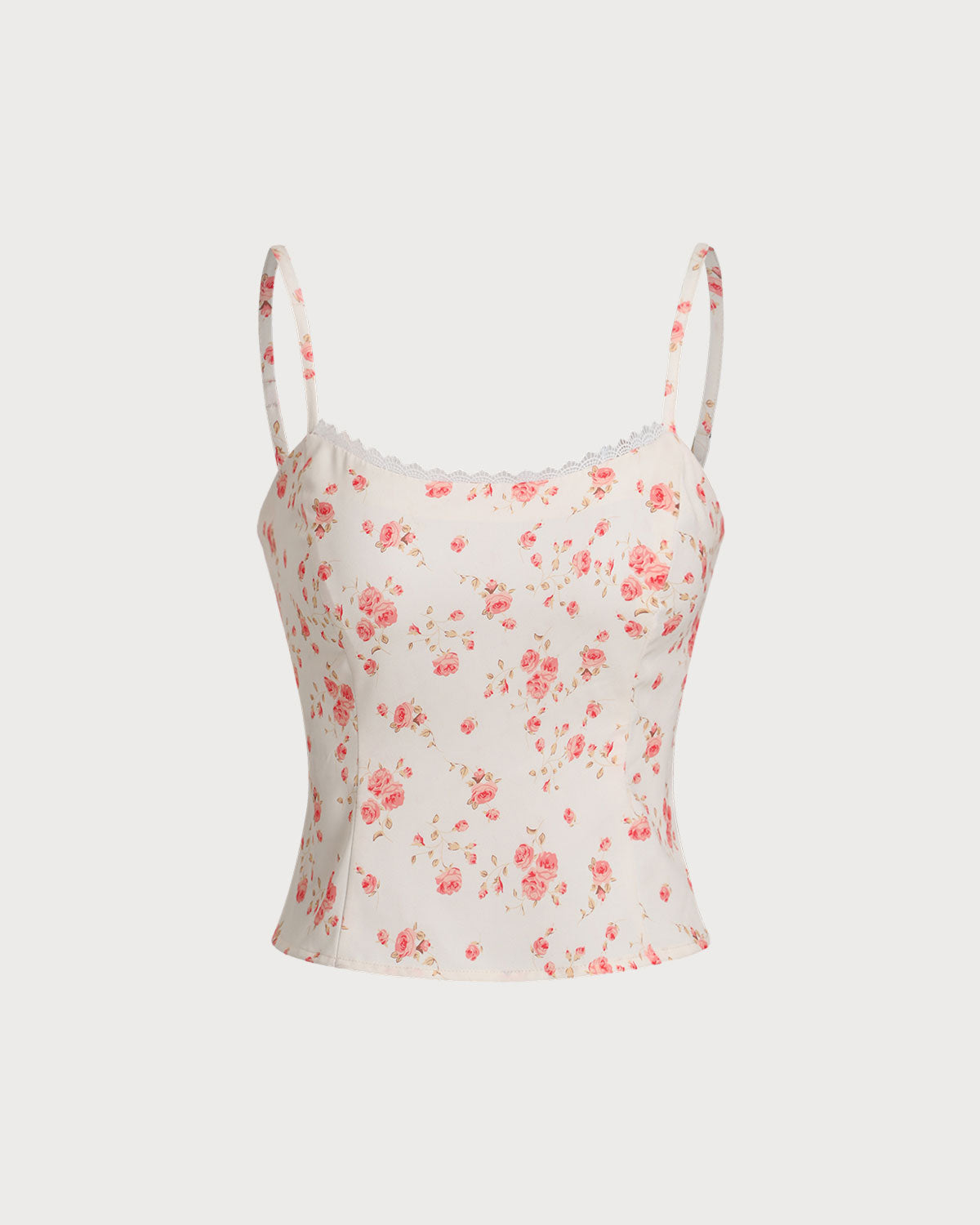 Pink Floral Cropped Cami Top