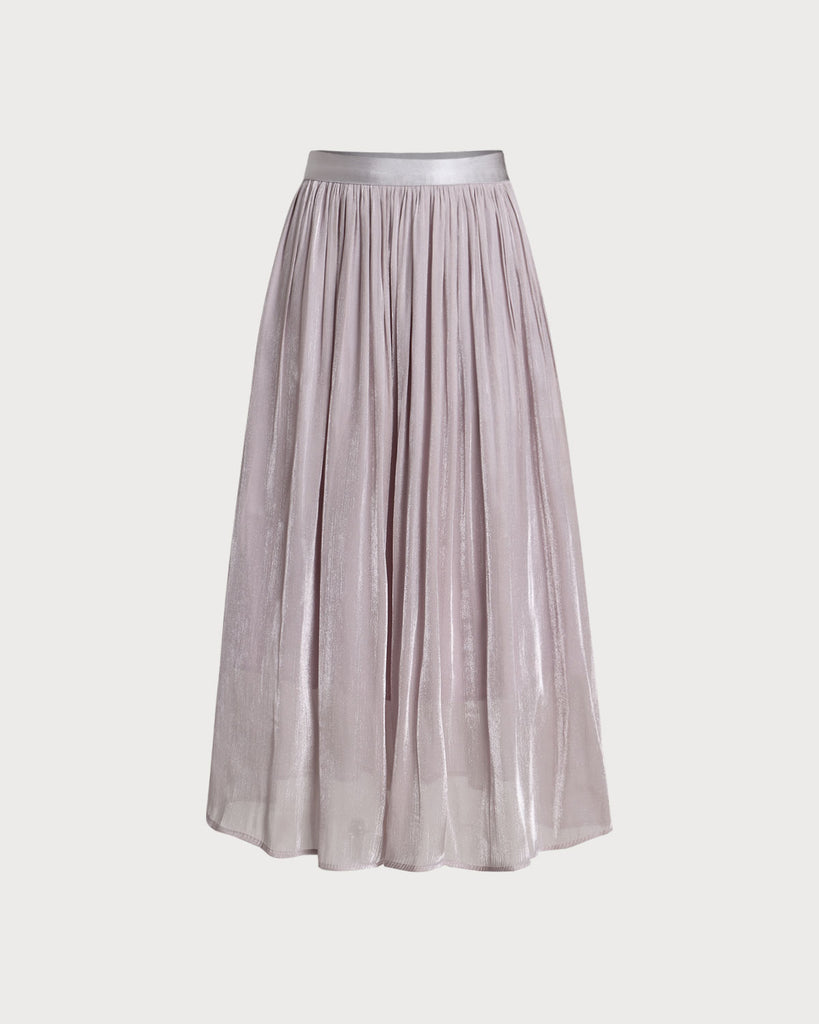 Purple Flowy Pleated Midi Skirt