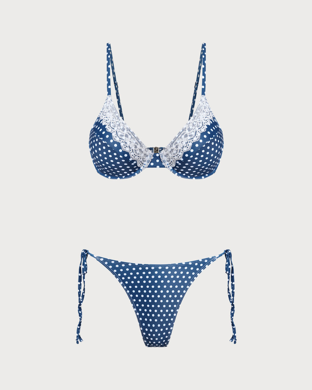 Blue Polka Dot Underwire Bikini Set
