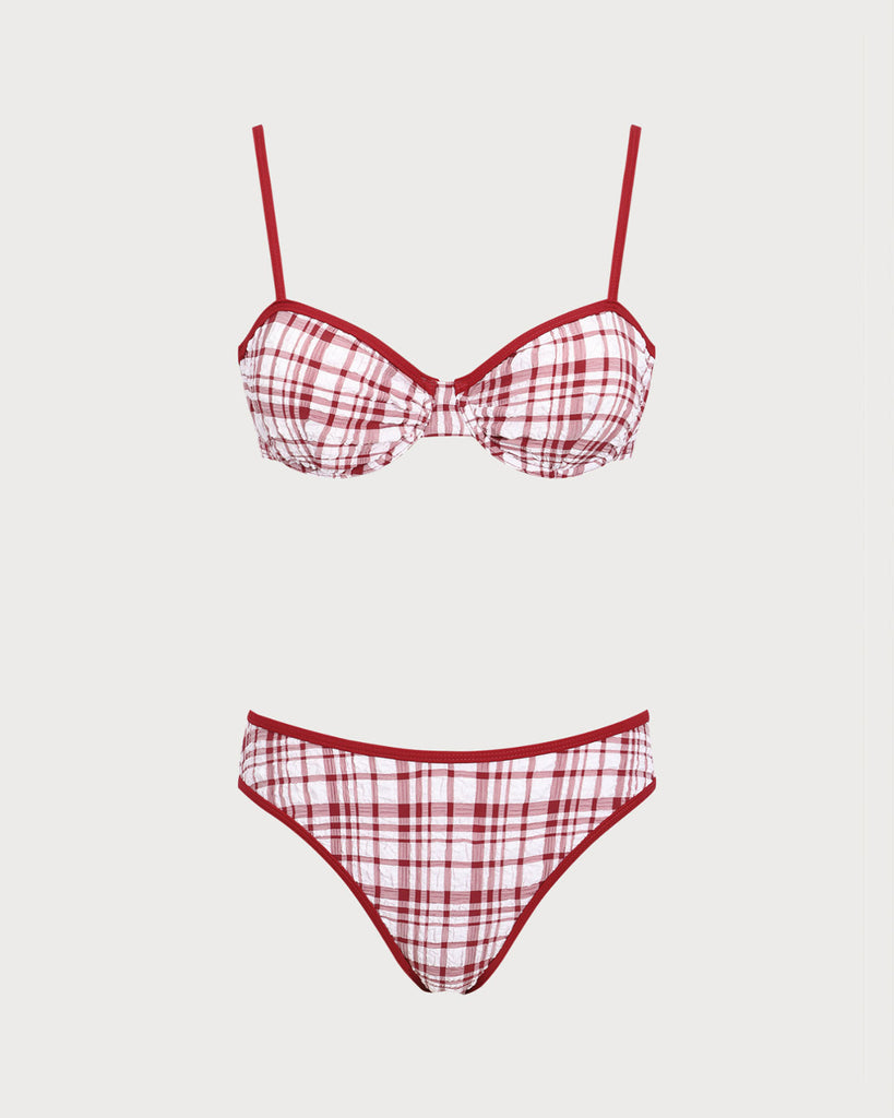 Red Contrast Underwire Bikini Set