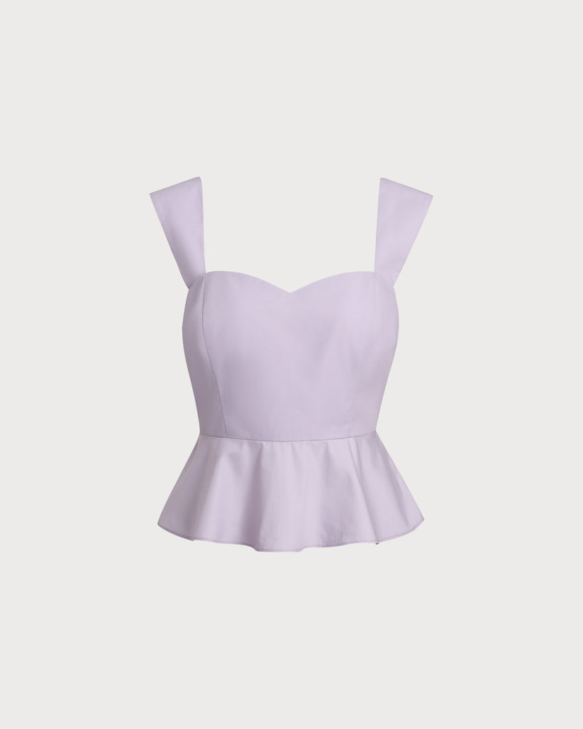 Purple Sweetheart Neck Tank Top