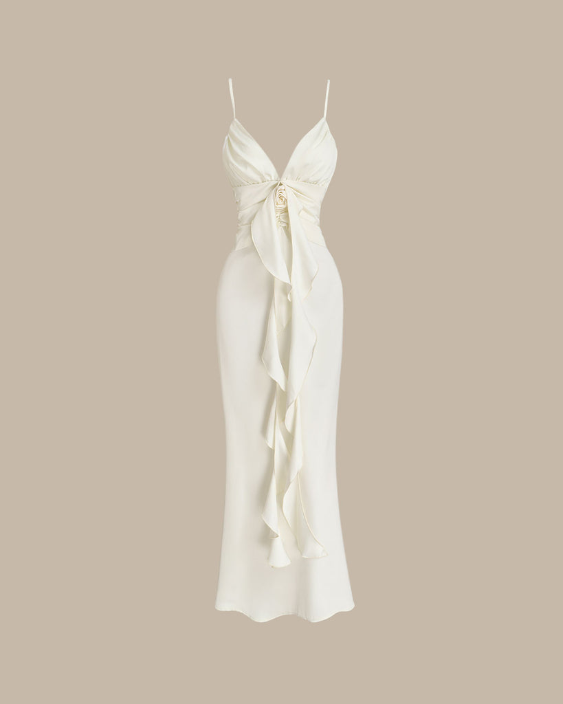 Apricot Bodycon Tassel Slip Maxi Dress