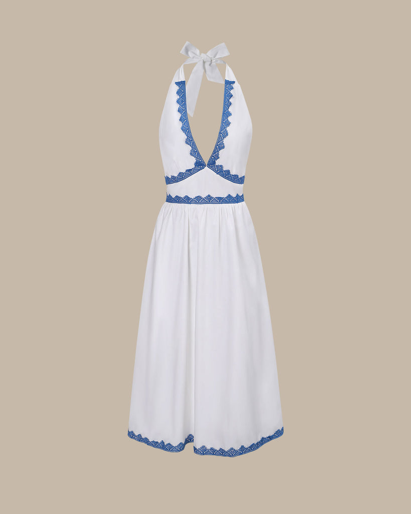 The Contrast Lace Trim Midi Dress Dresses - RIHOAS