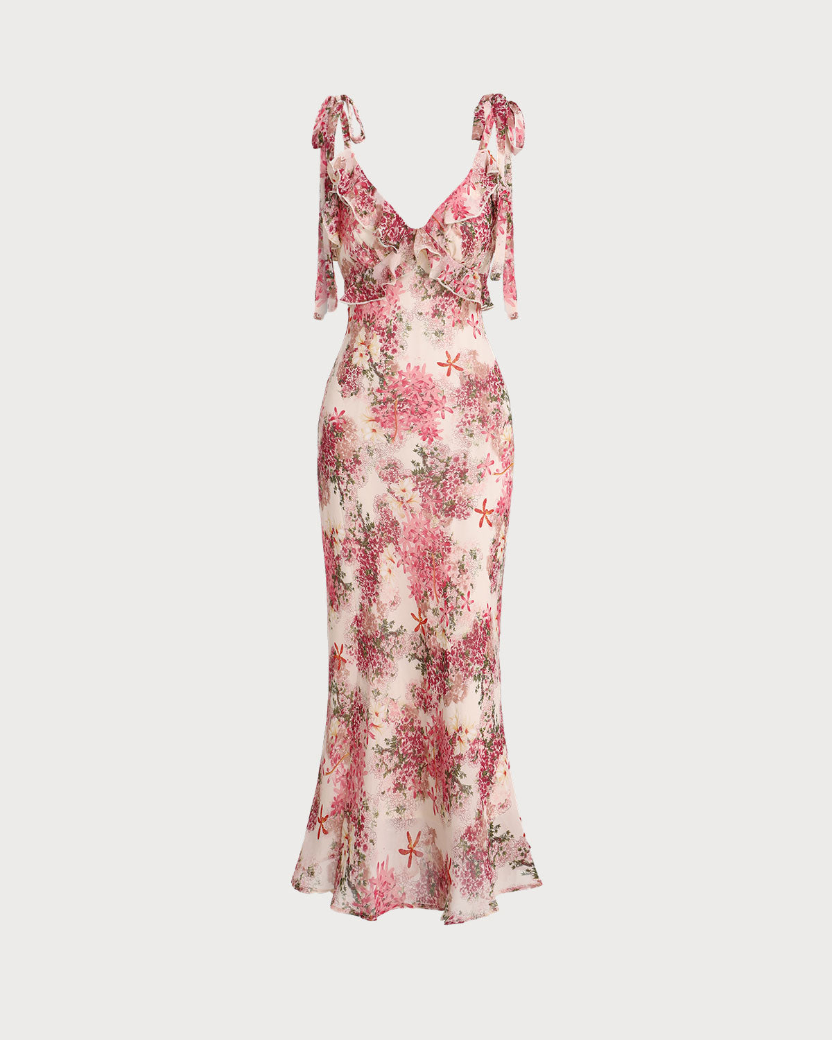 Pink Floral Ruffle Tie Strap Midi Dress & Reviews - Pink - Dresses | RIHOAS Pink Floral Ruffle Tie Strap Midi Dress & Reviews - Pink - Dresses | RIHOAS