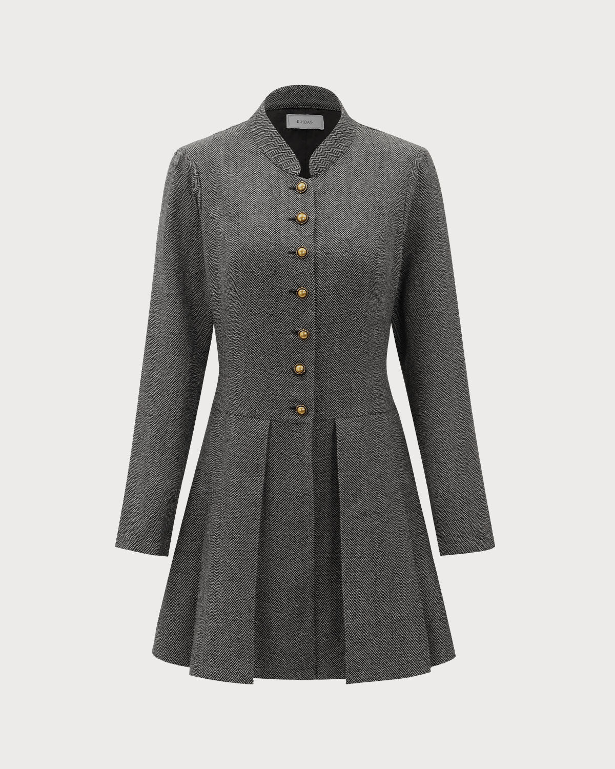 Grey Button Pleated Mini Dress Grey Button Pleated Mini Dress