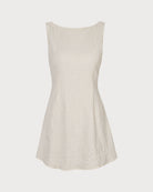 The Beige Boat Neck Textured Mini Dress Dresses - RIHOAS