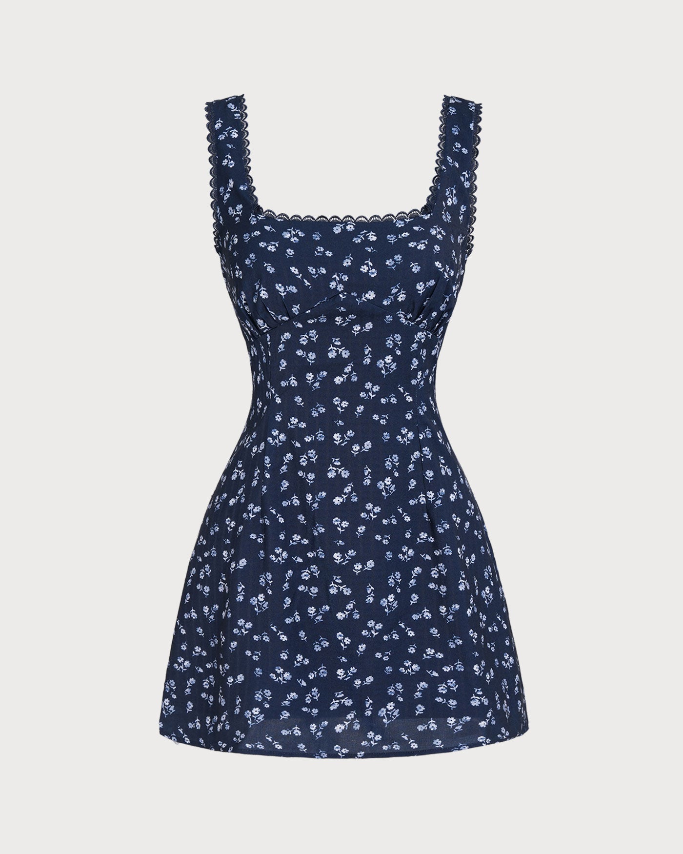 Navy Floral Square Neck Slip Mini Dress & Reviews - Navy - Dresses