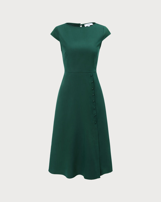 The Green Boat Neck Cutout Back Midi Dress Reviews Green Dresses RIHOAS