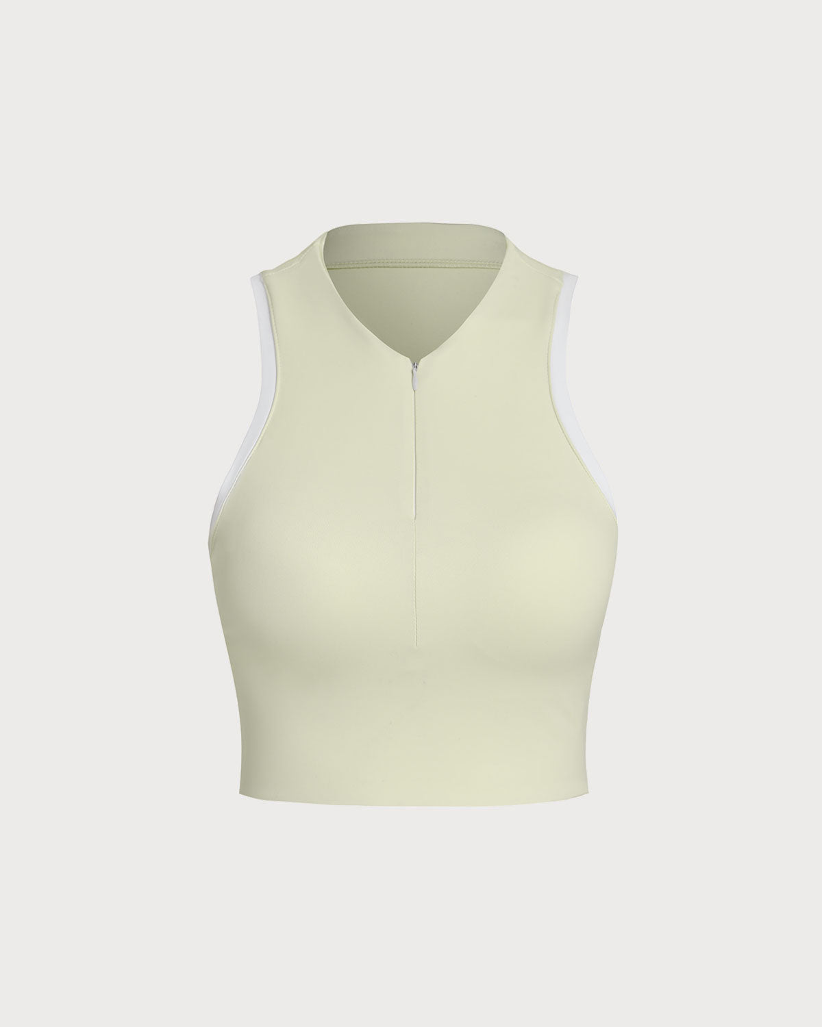 Apricot Round Neck Zipper Yoga Tank Top