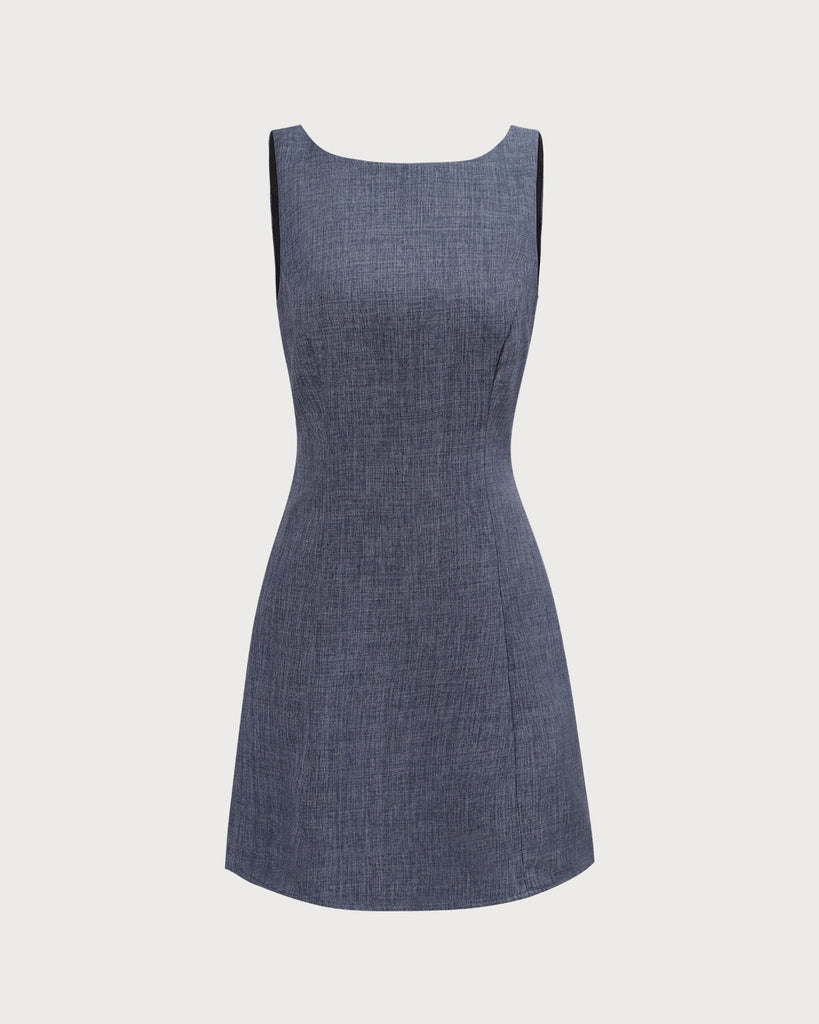 The Grey Solid Sleeveless Mini Dress Dresses - RIHOAS