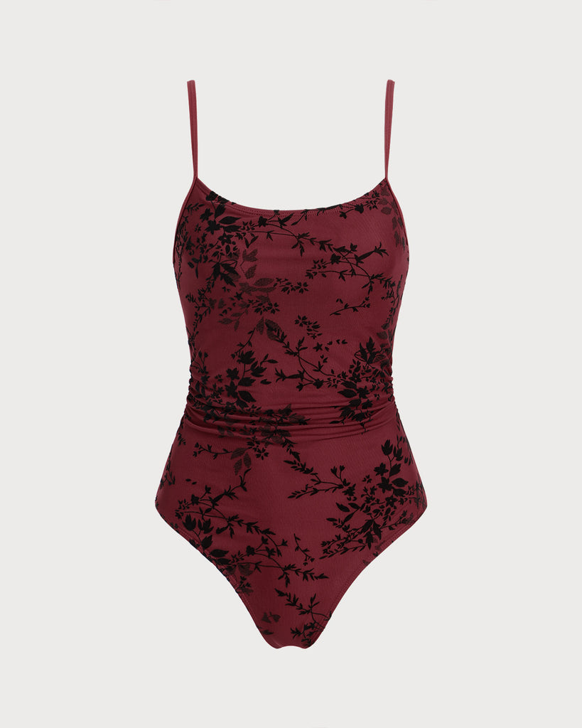 Red Floral One-Piece Swimsuit