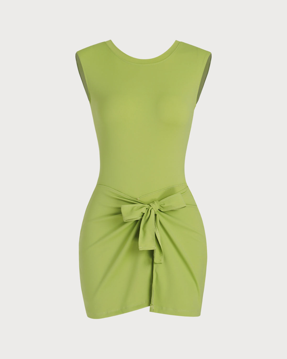 Green Round Neck High Stretch Yoga Dress