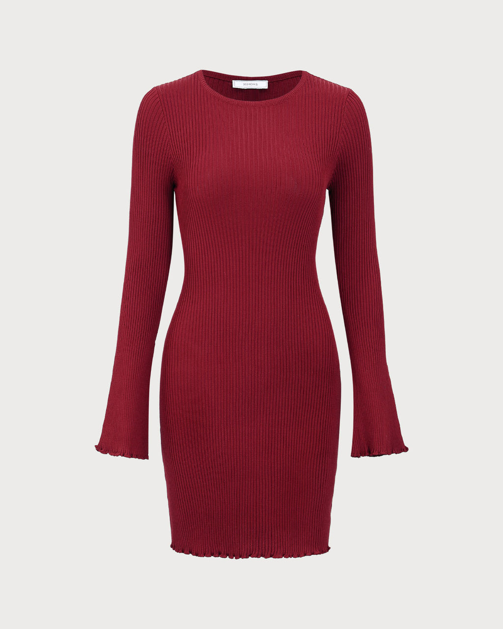 Women's Red Bell Sleeve Bodycon Sweater Dress