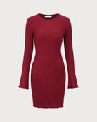 Women's Red Bell Sleeve Bodycon Sweater Dress