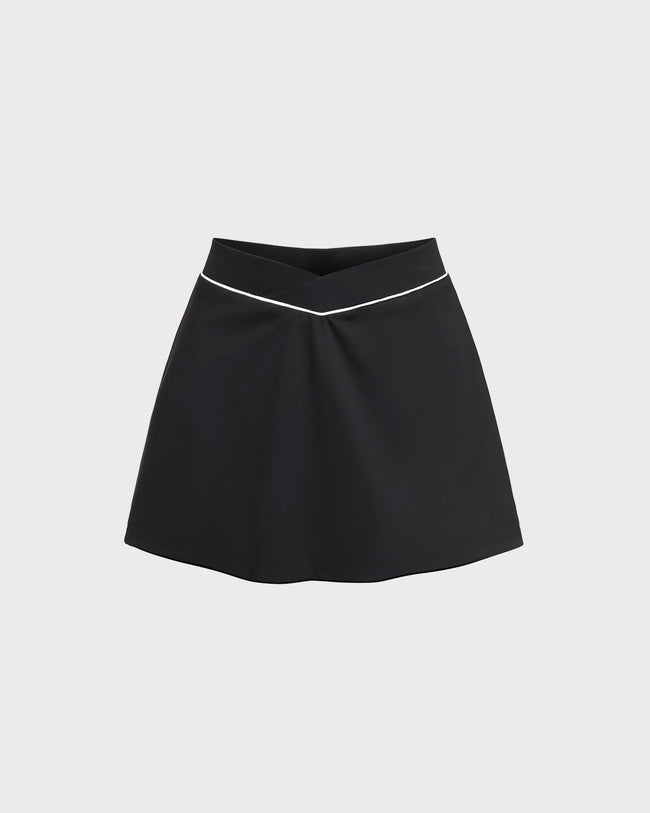 Black High Stretch A-Line Yoga Skirt