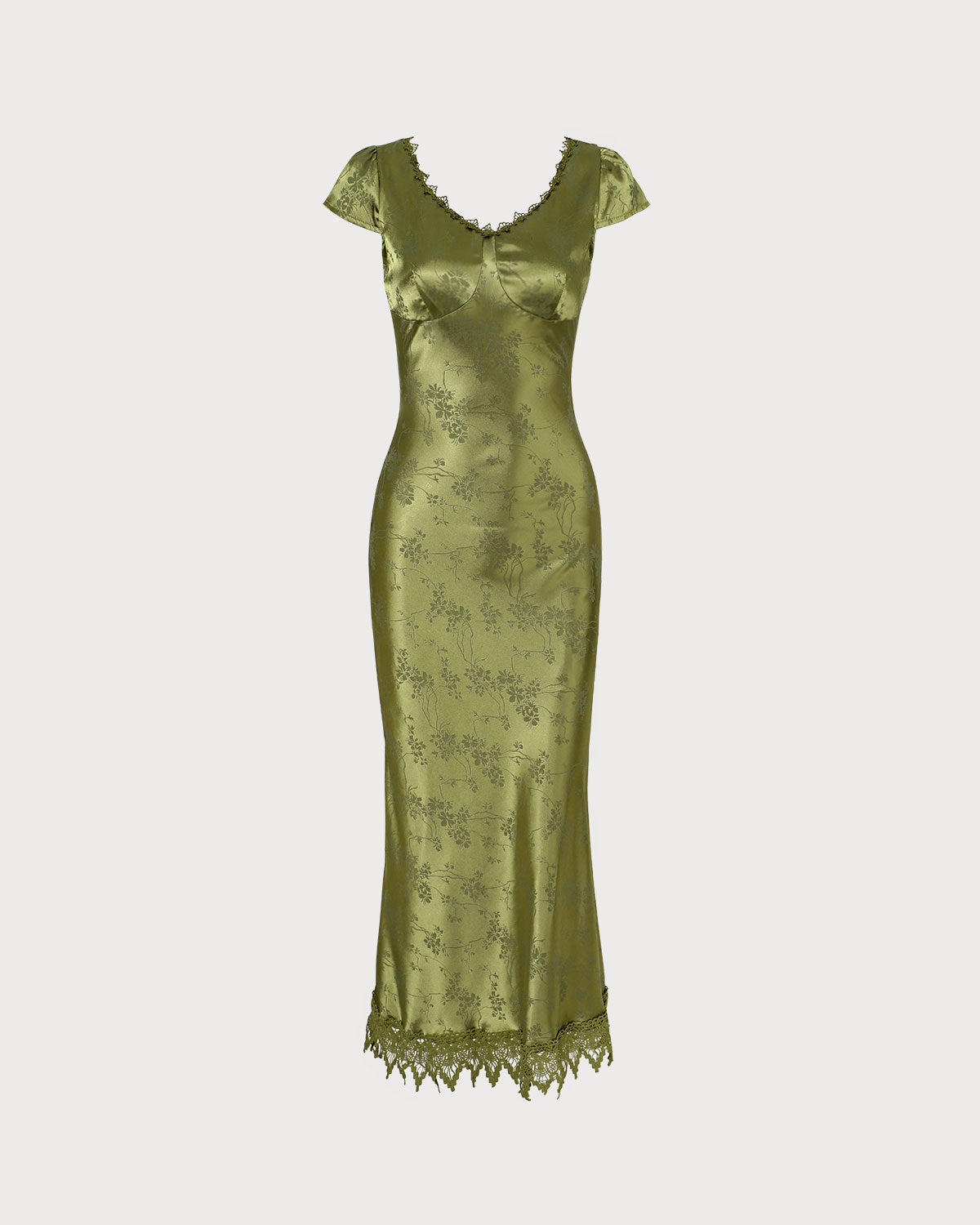 Rihoas Jacquard Cap Sleeve Satin Midi Dress for Women, Green / XL Rihoas Jacquard Cap Sleeve Satin Midi Dress for Women, Green / XL