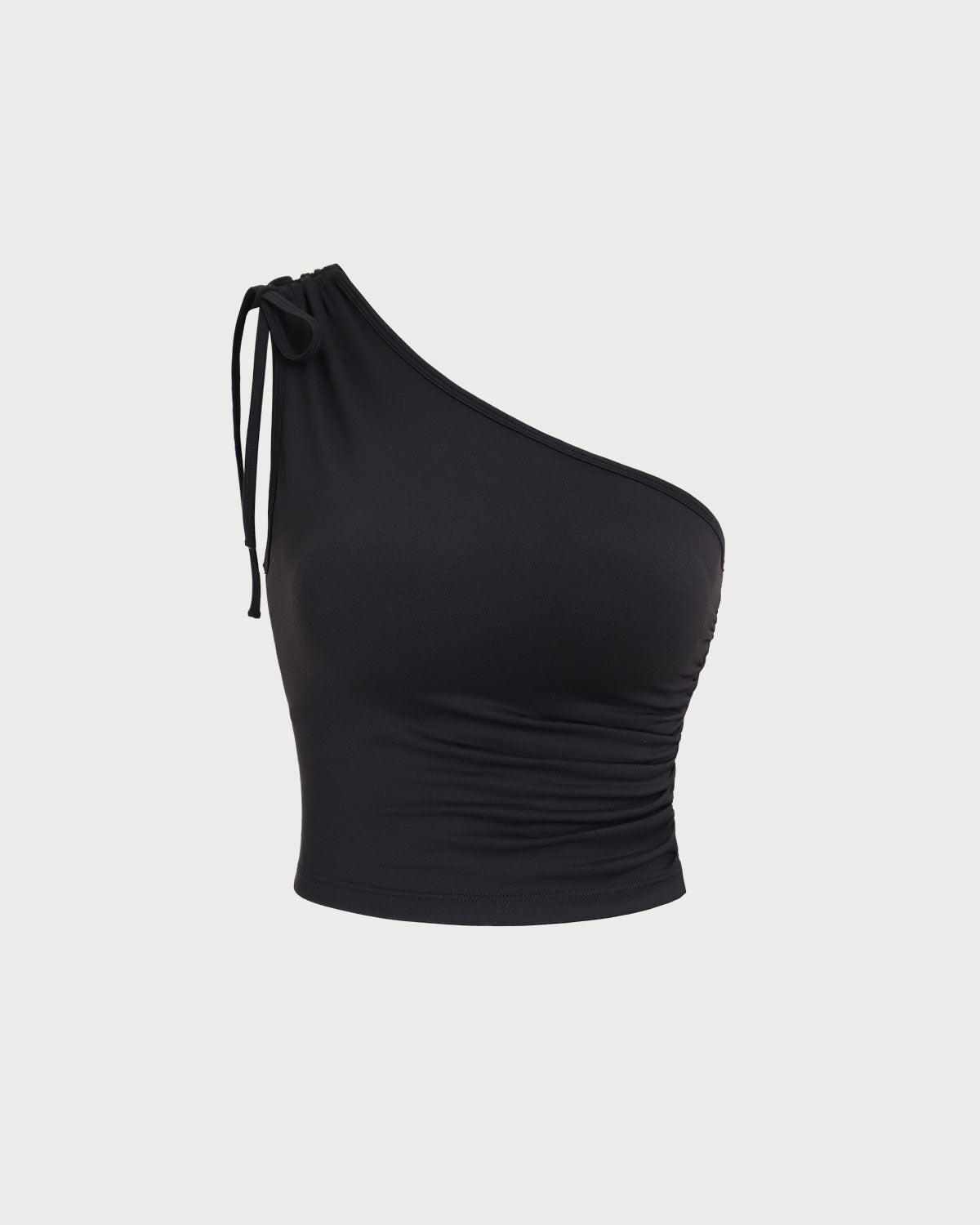 Black One Shoulder Yoga Tank Top