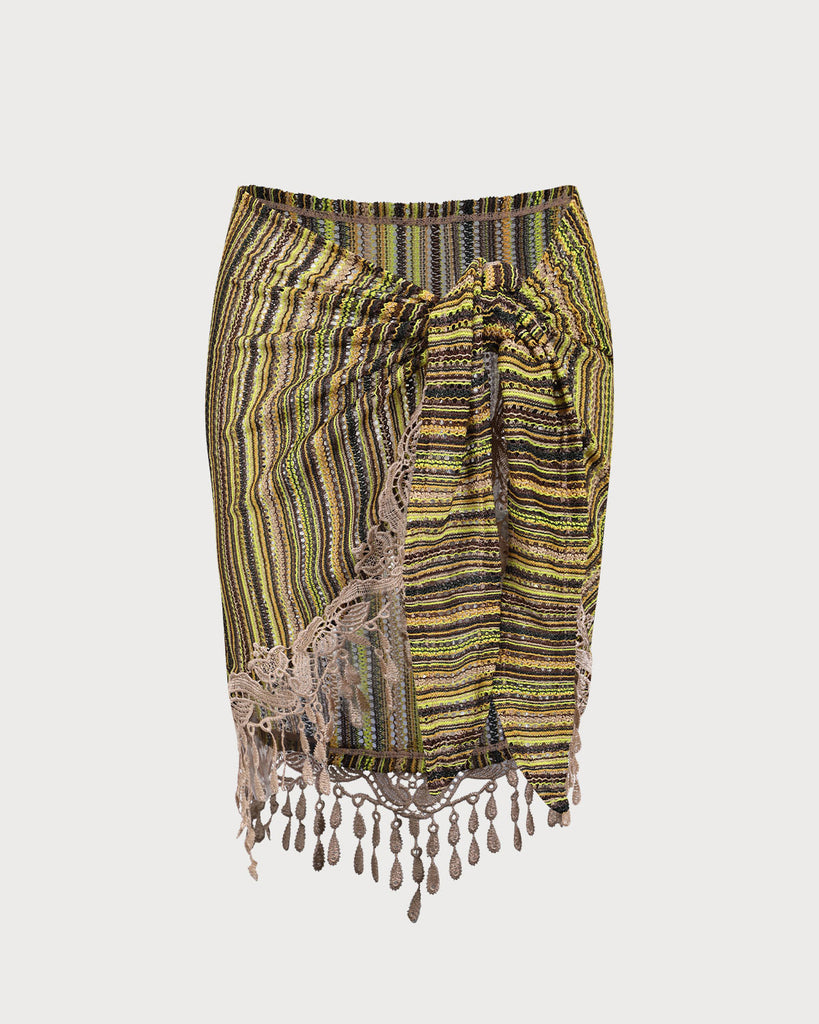 Green Striped Fringe Vintage Cover-up