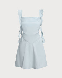 Blue Square Neck Slip Mini Dress