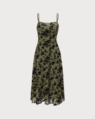 The Green Sleeveless Burnout Midi Dress Dresses - RIHOAS