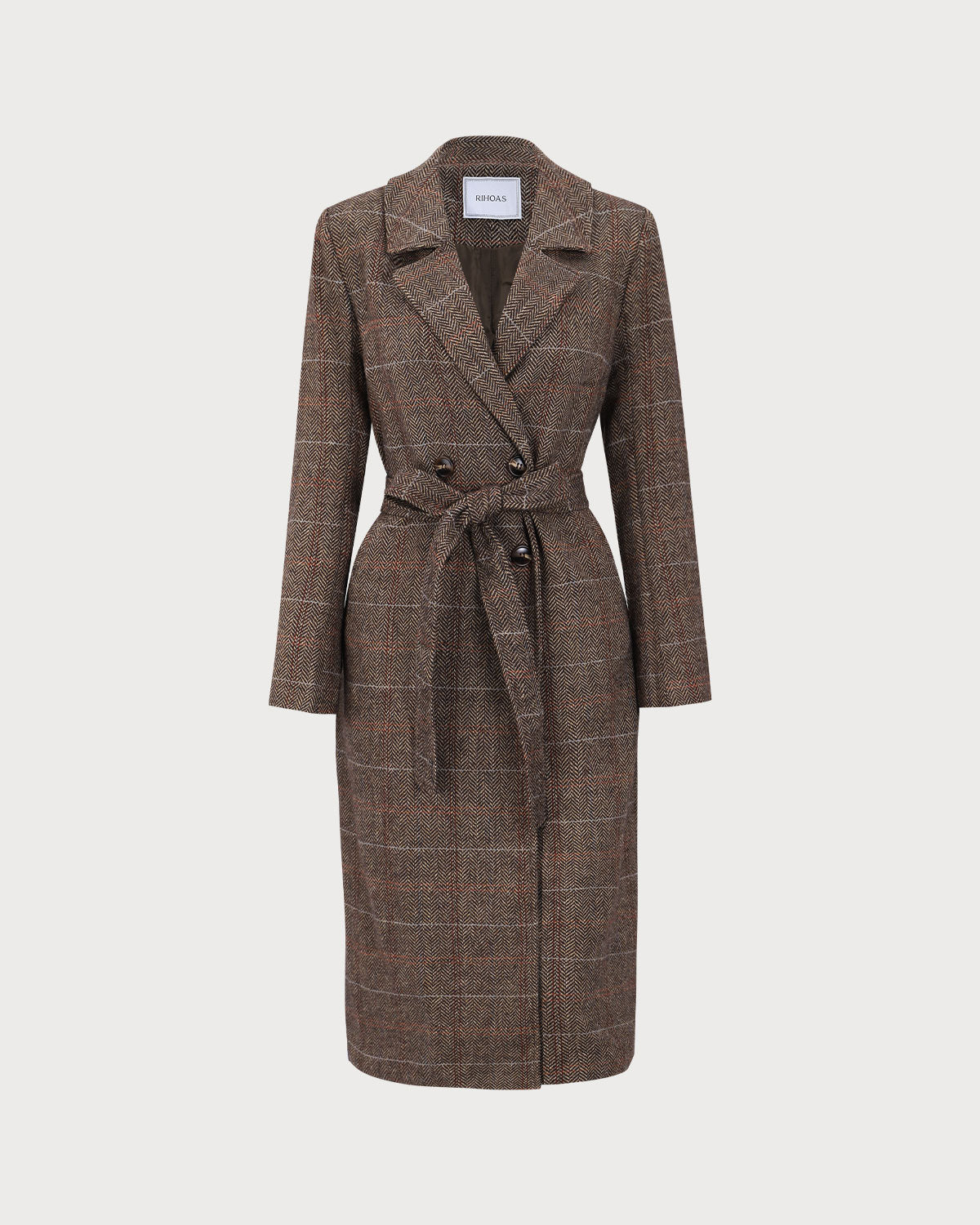 The Coffee Lapel Belted Double Breasted Coat & Reviews - Coffee