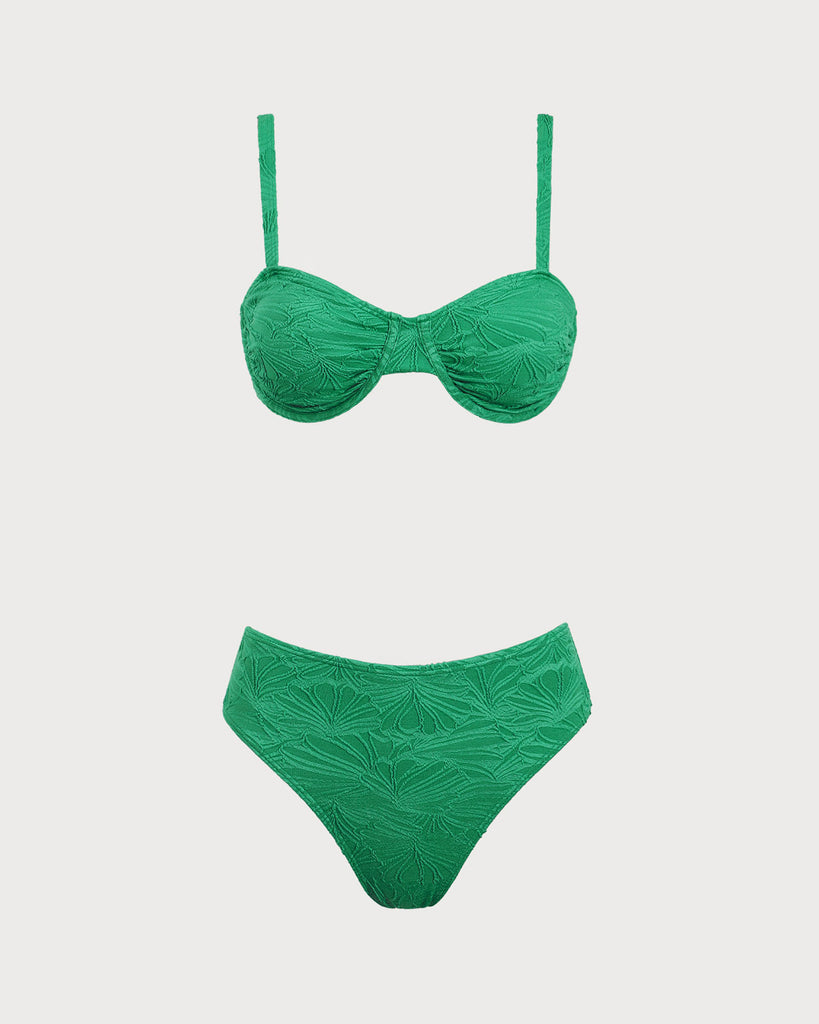 Green Textured Underwire Bikini Set