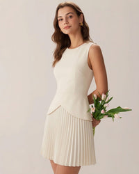 Apricot Round Neck Skater Mini Dress