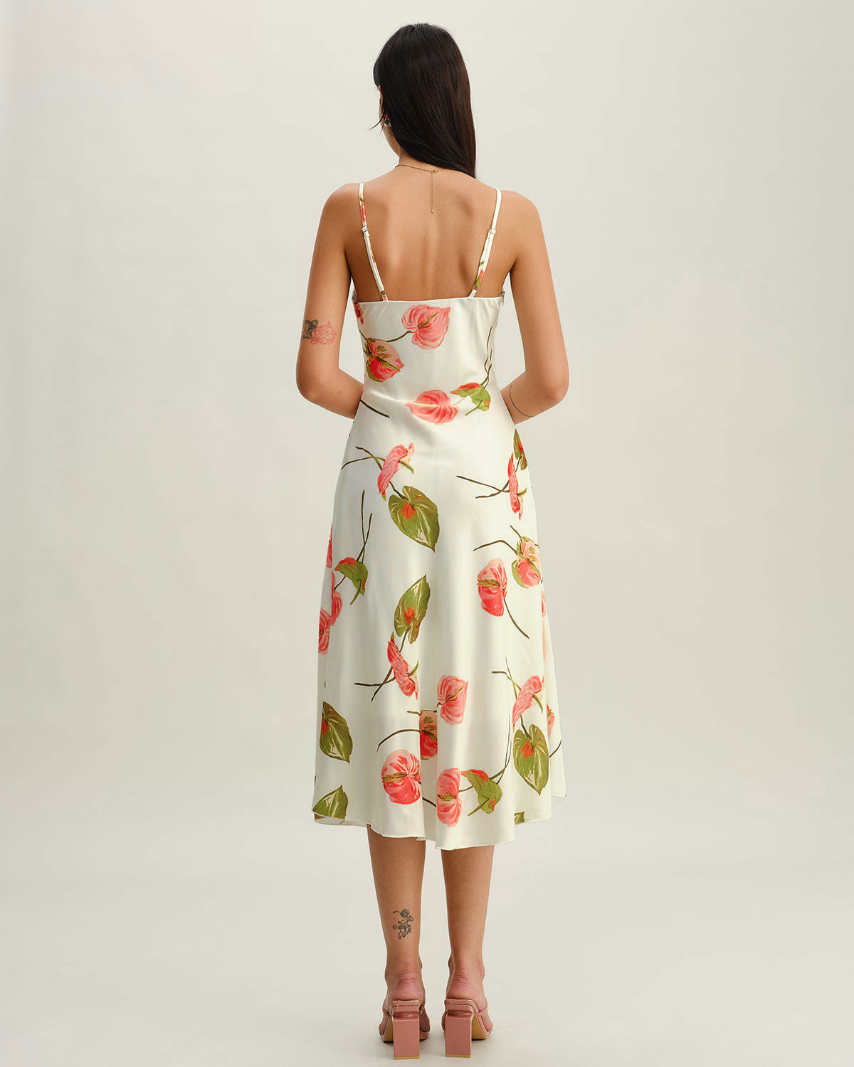 White Floral Slip Midi Dress
