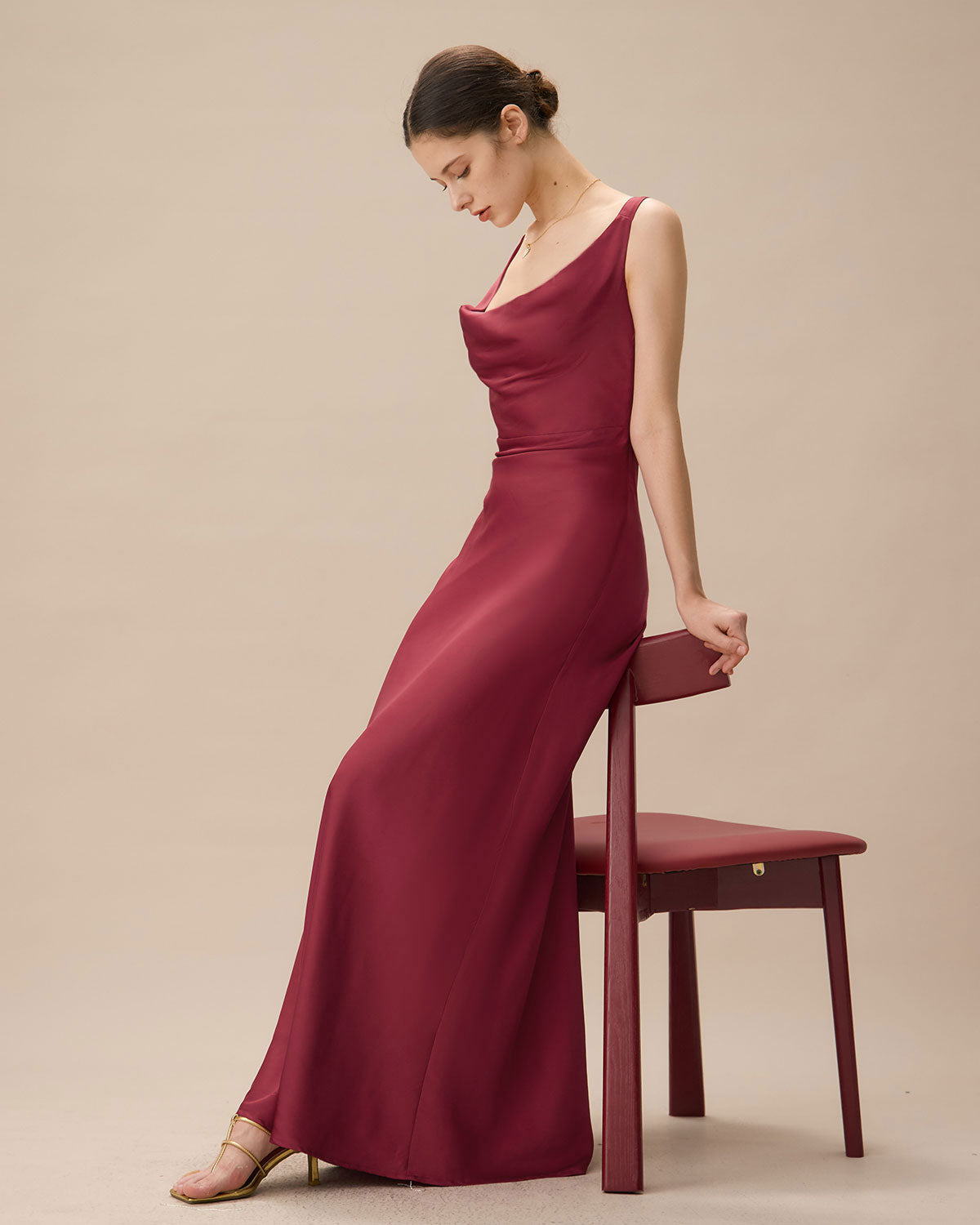 Cowl red dress deals