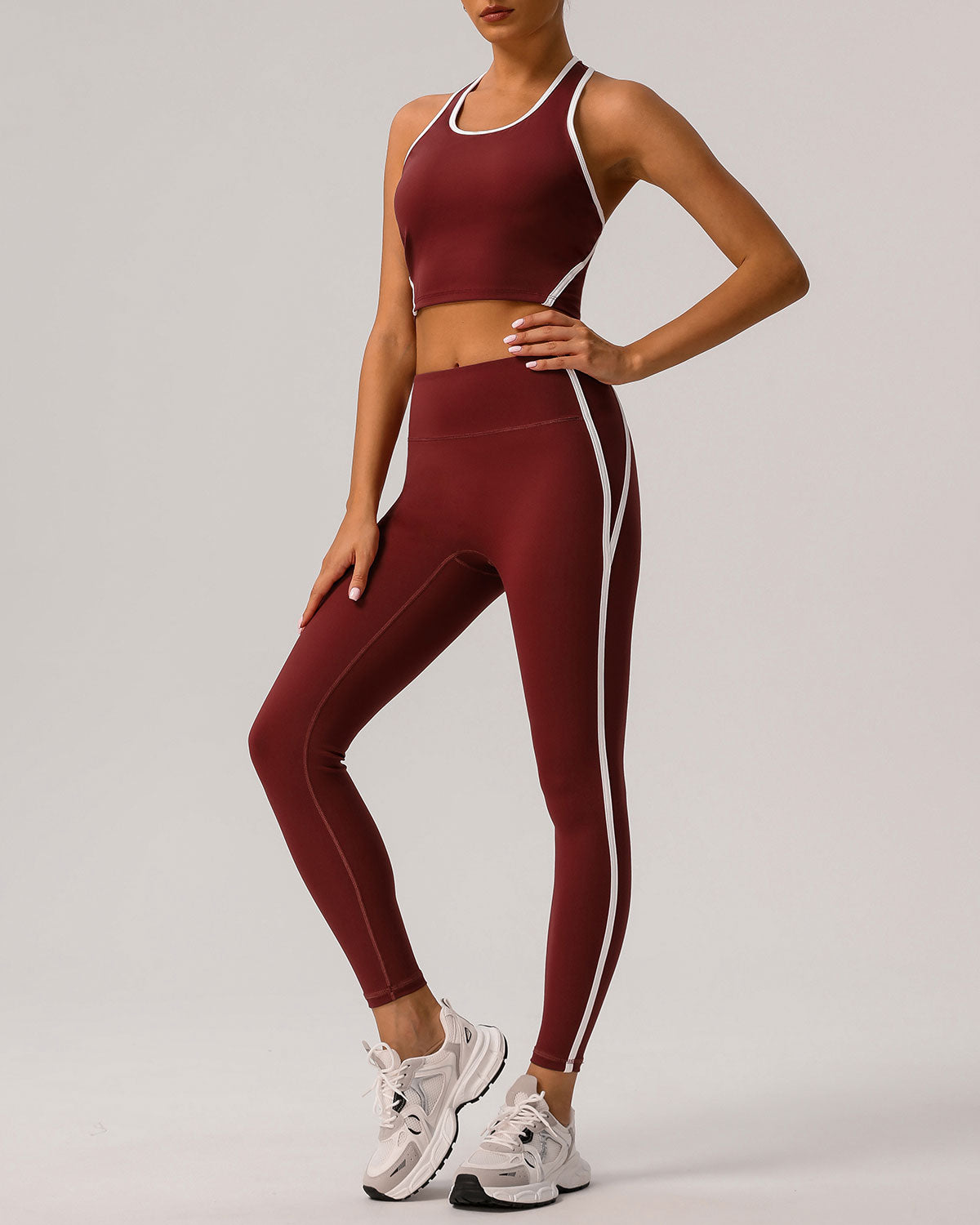 Red Scoop Neck Yoga Tank Top - Light Support