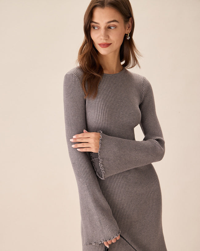 ワンピース Heart stitch mini dress Gray ANDMARY】Heart stitch mini dress