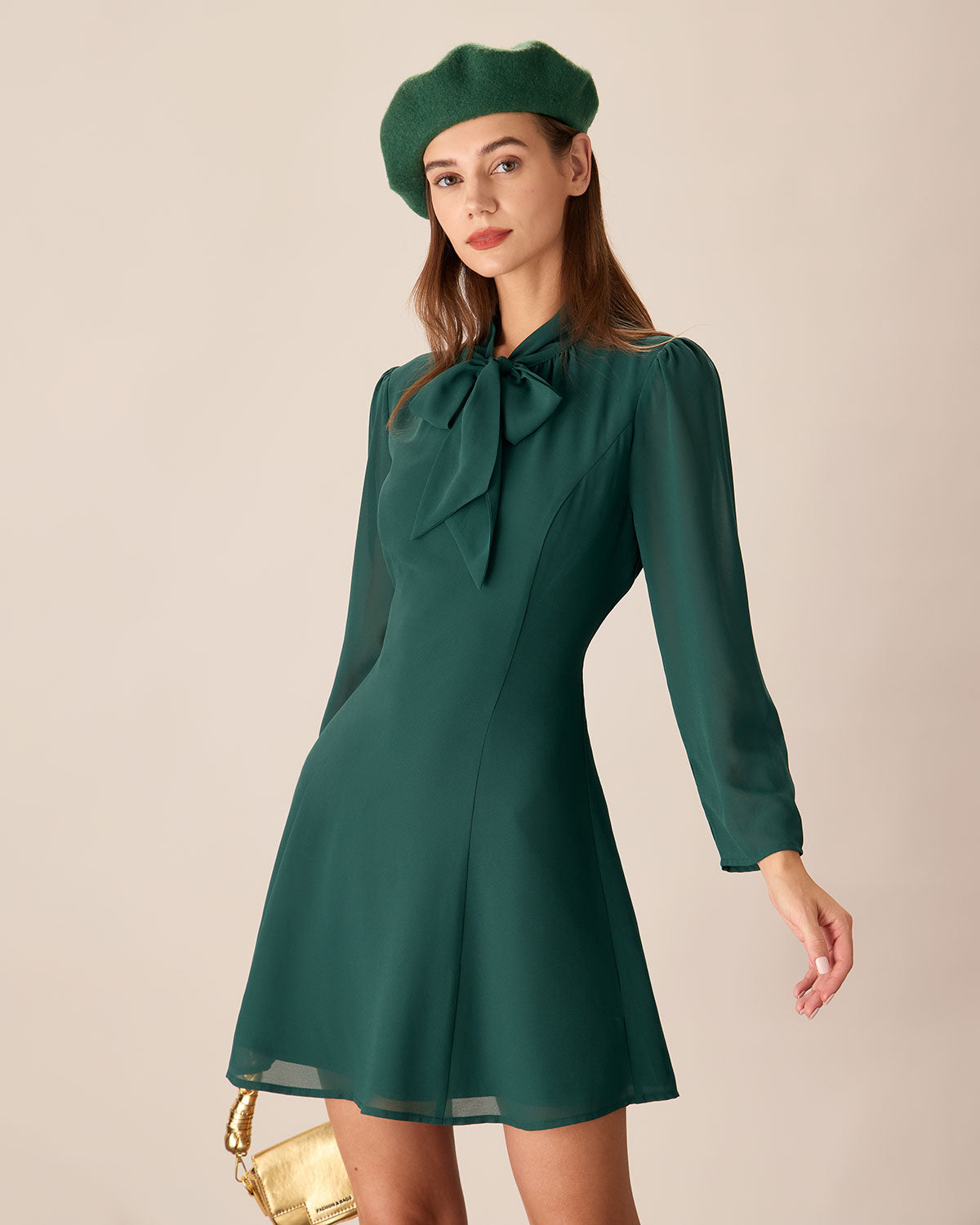 Tie Neck See Through Mini Dress