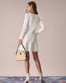The White Square Neck Sweater Mini Dress
