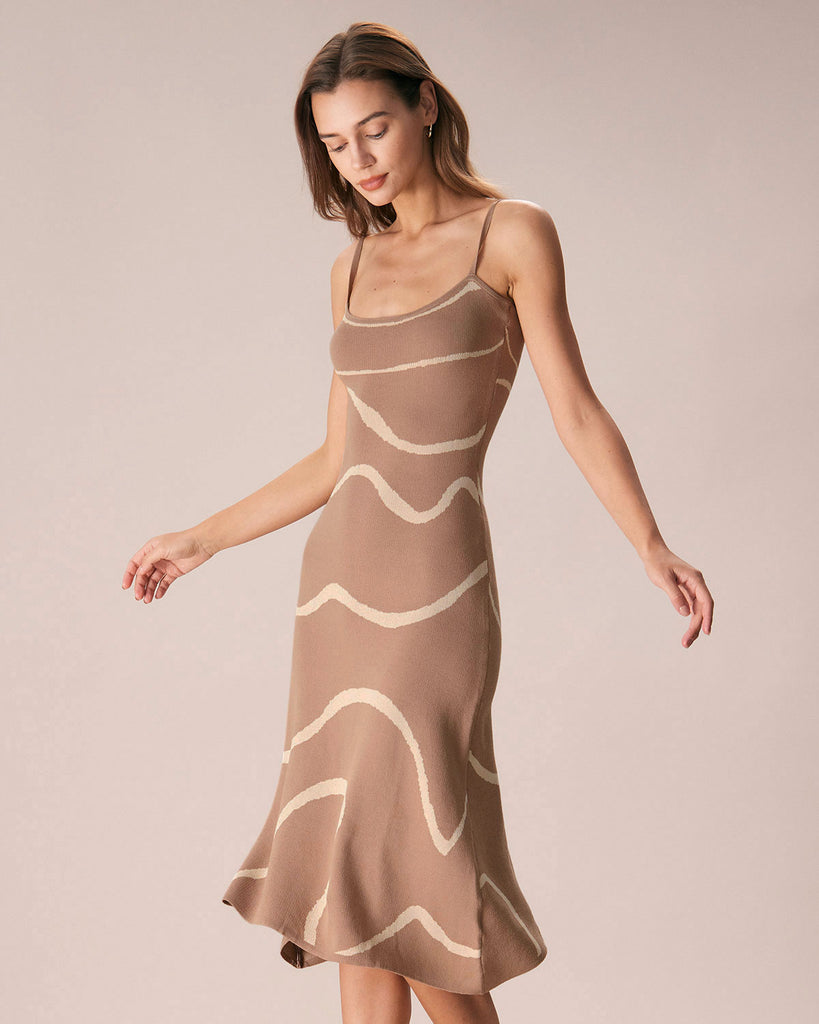The Black Wave Mermaid Hem Kint Midi Dress Dresses - RIHOAS