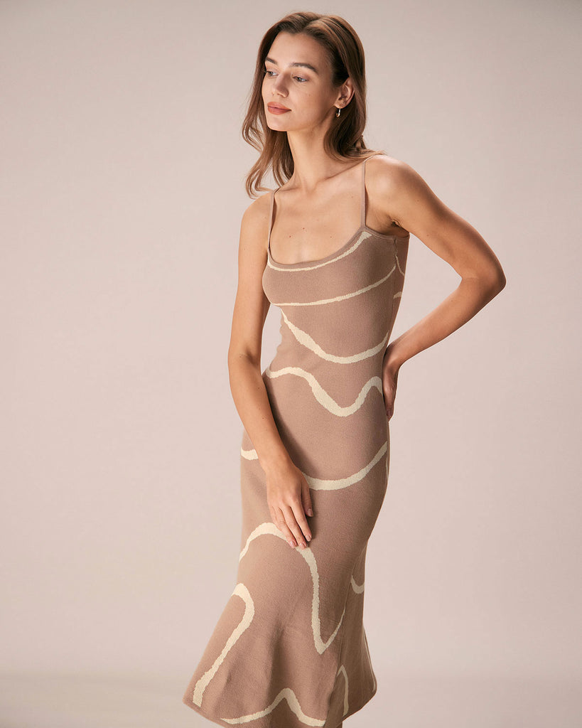 The Black Wave Mermaid Hem Kint Midi Dress Dresses - RIHOAS