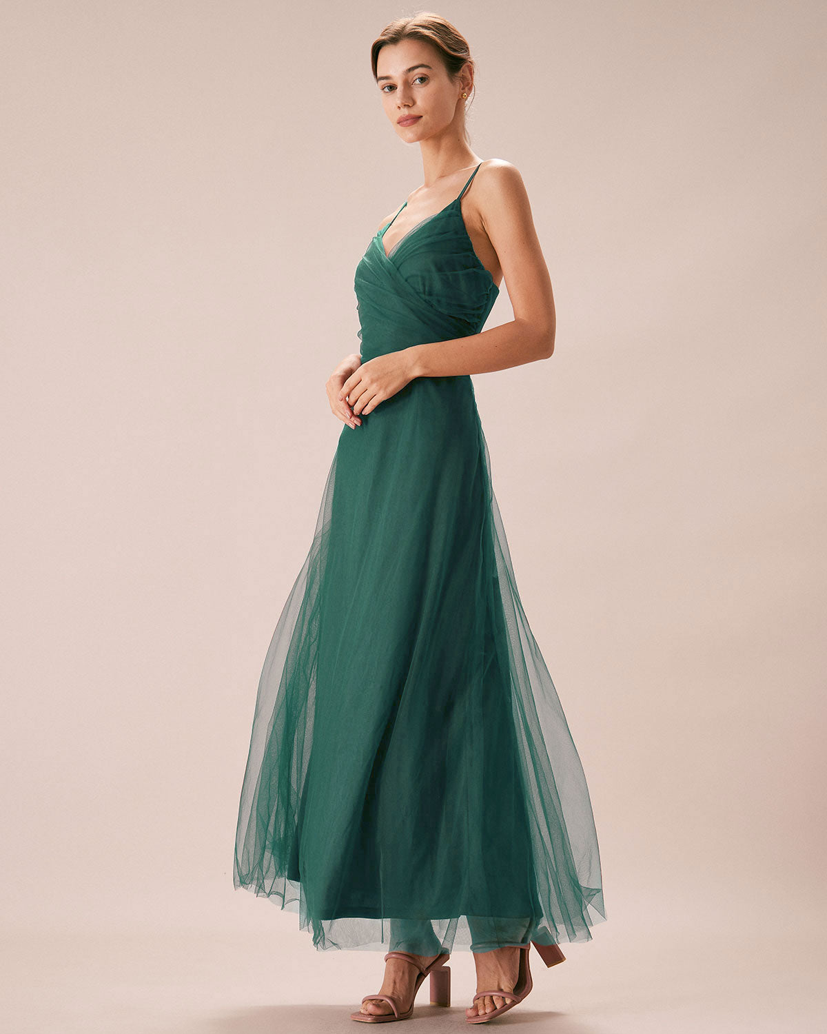 Green Mesh Wrap Slip Maxi Dress