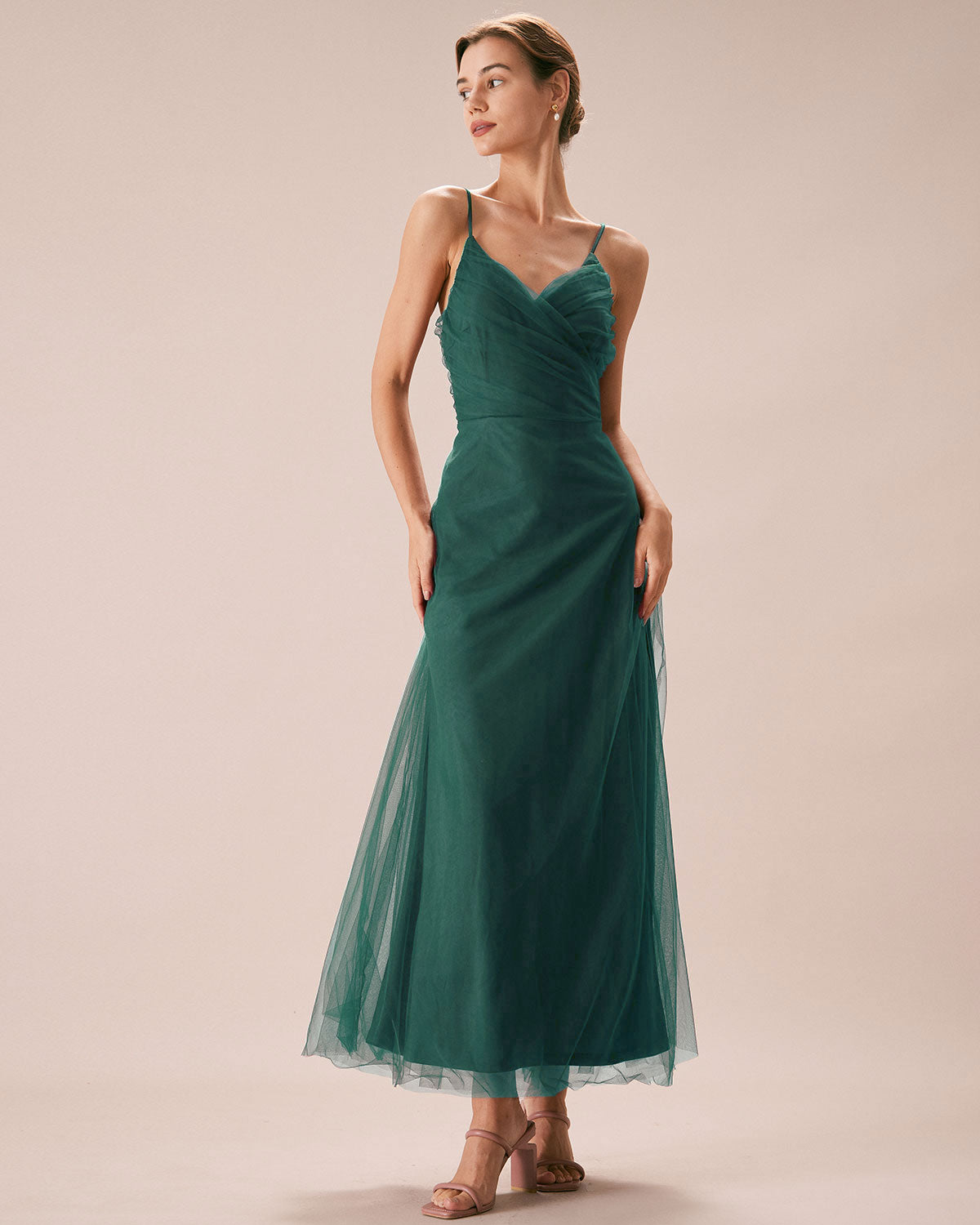Green Mesh Wrap Slip Maxi Dress